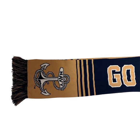 Reversible Knit Scarf With "Beat Air Force" & "Go Navy" Text Miltary Rivalry - Picture 4 of 8